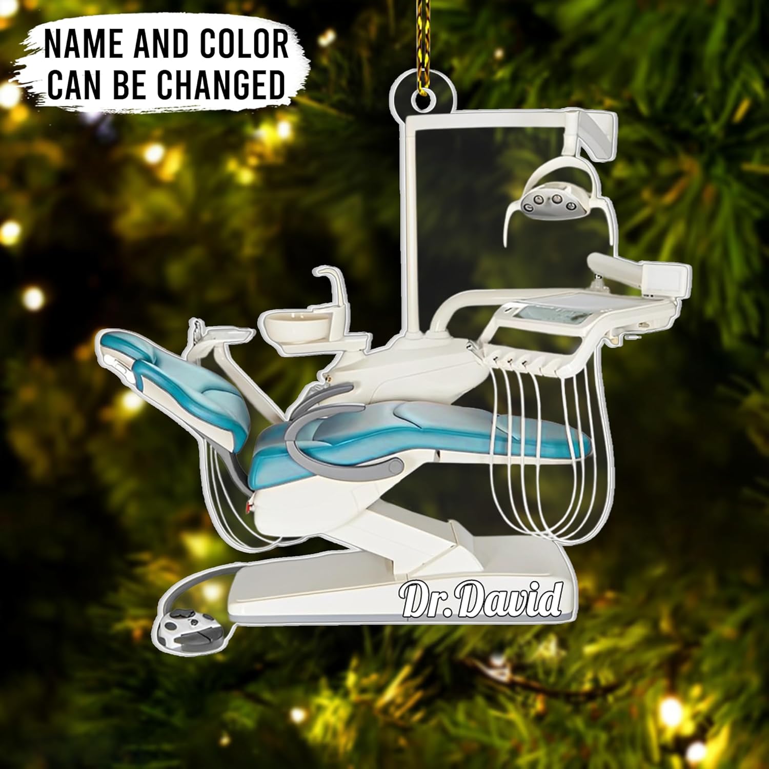 Dentist Chair Personalized Acrylic Ornament – Custom Dental Keepsake – Fun Christmas Gift for Hygienists, Dentists, and Dental Students