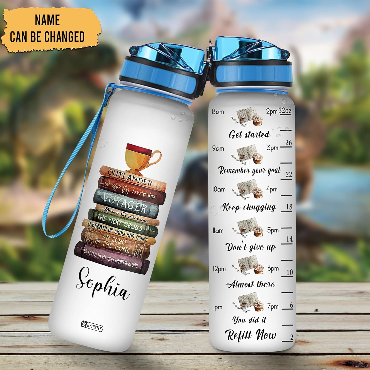 Book Theme - Personalized Water Tracker Bottle 32oz