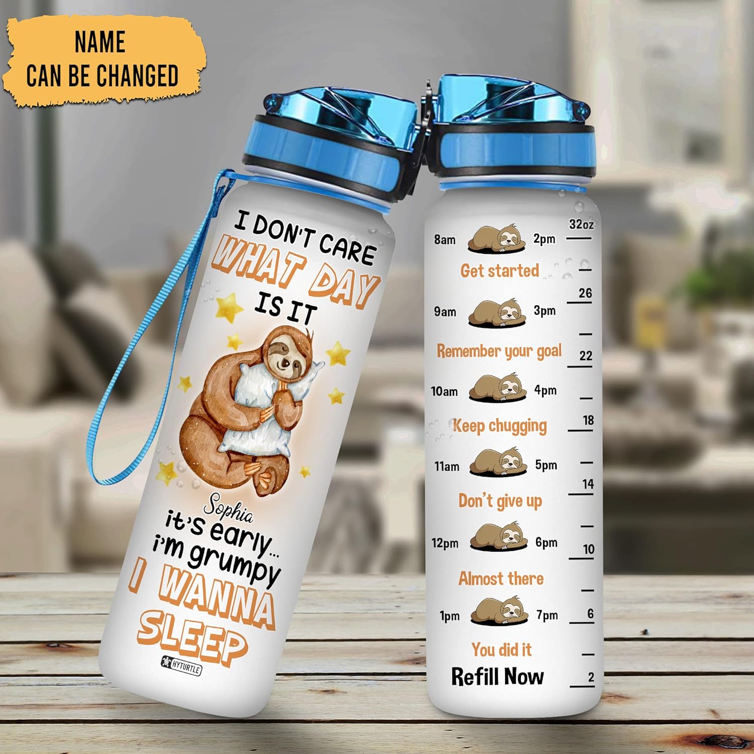 I Don't Care What Day Is It - Personalized Water Tracker Bottle 32oz