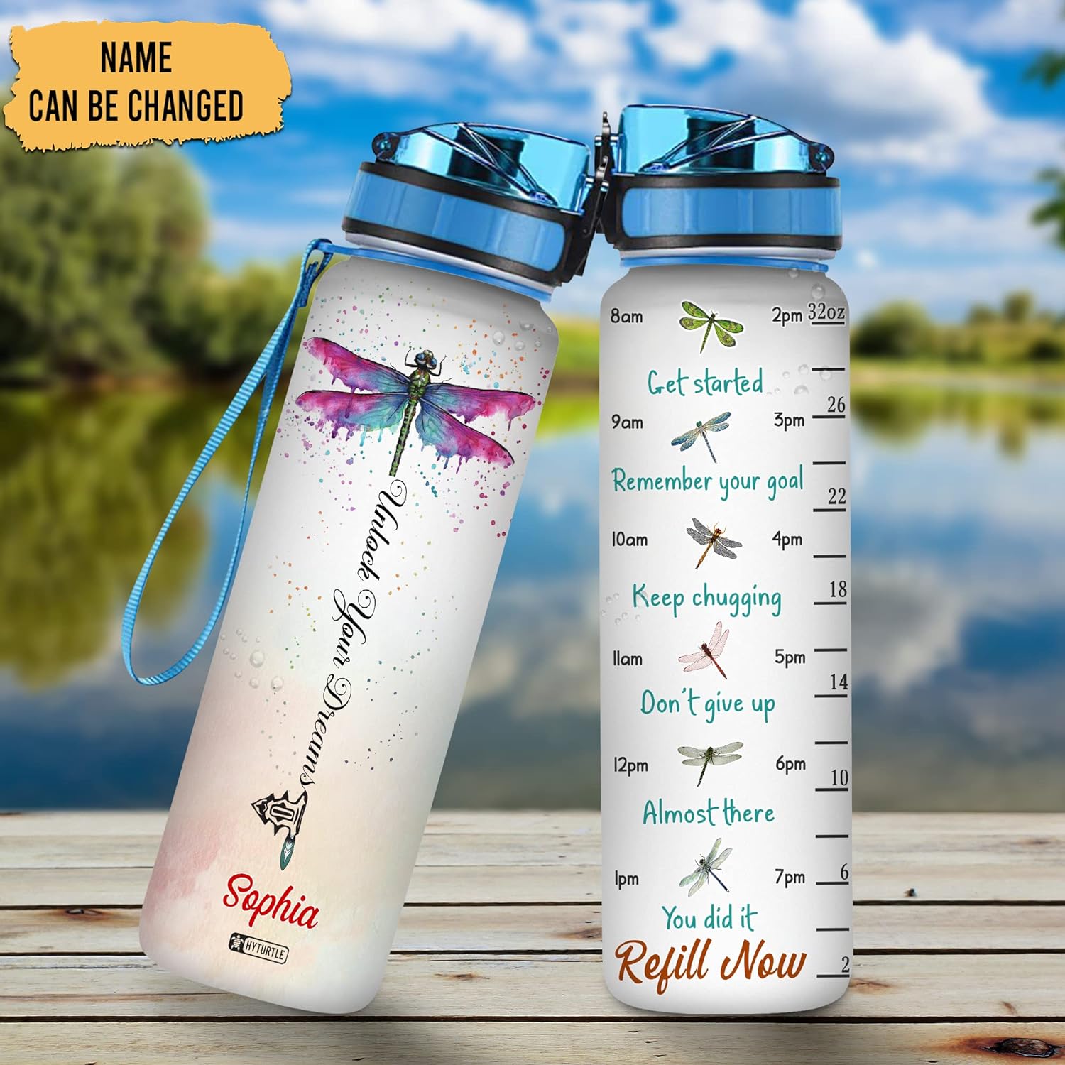 Unlock Your Dream - Personalized Water Tracker Bottle 32oz