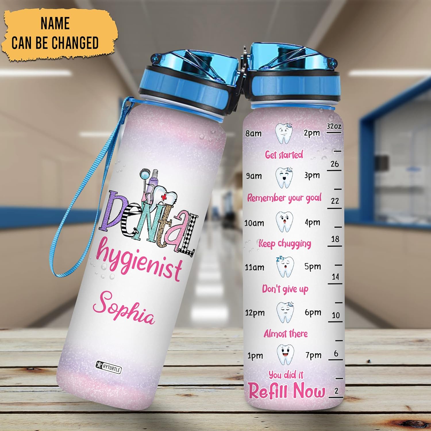 Dental Hygienist - Personalized Water Tracker Bottle 32oz