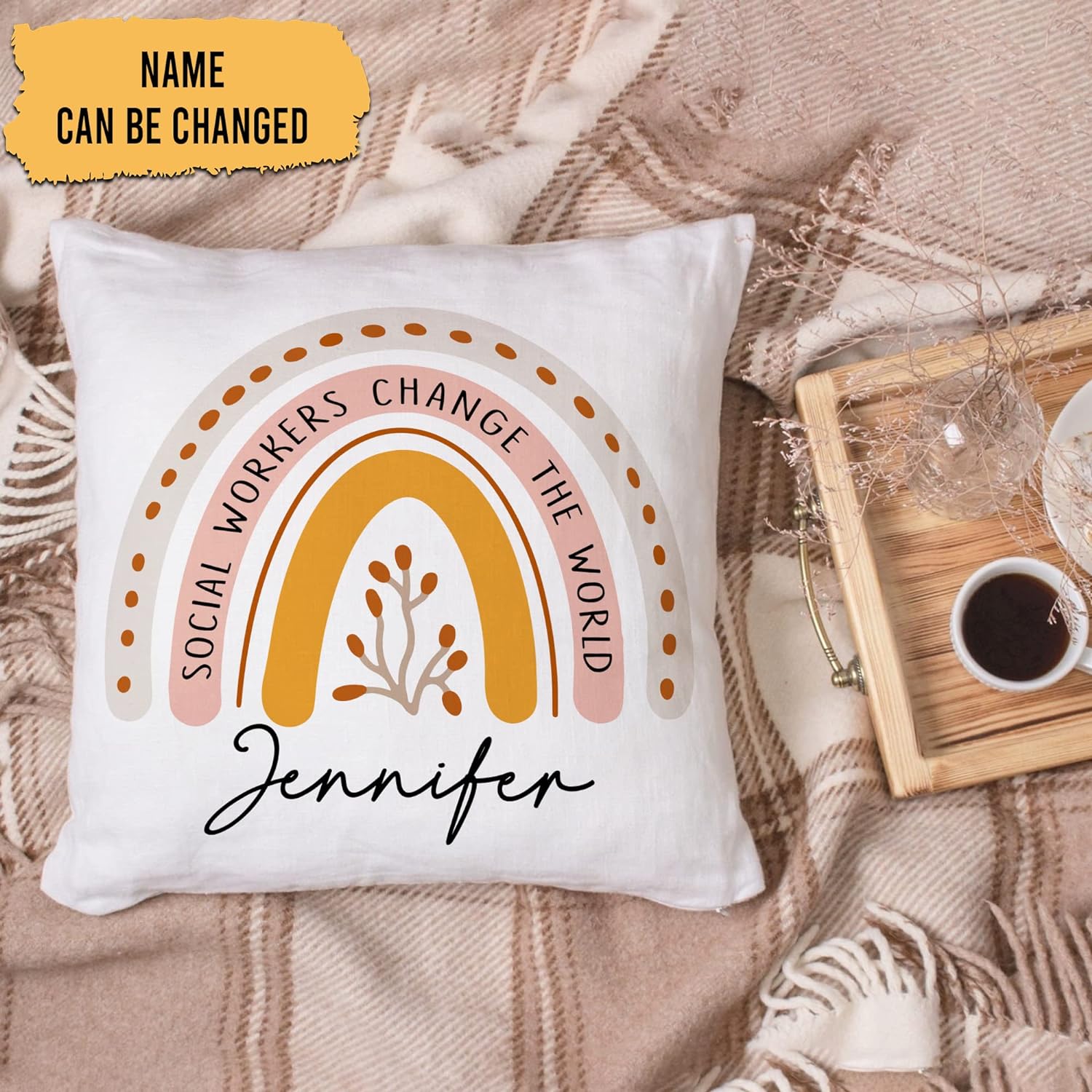 Social Worker Change The World - Personalized Pillow (Insert Included)