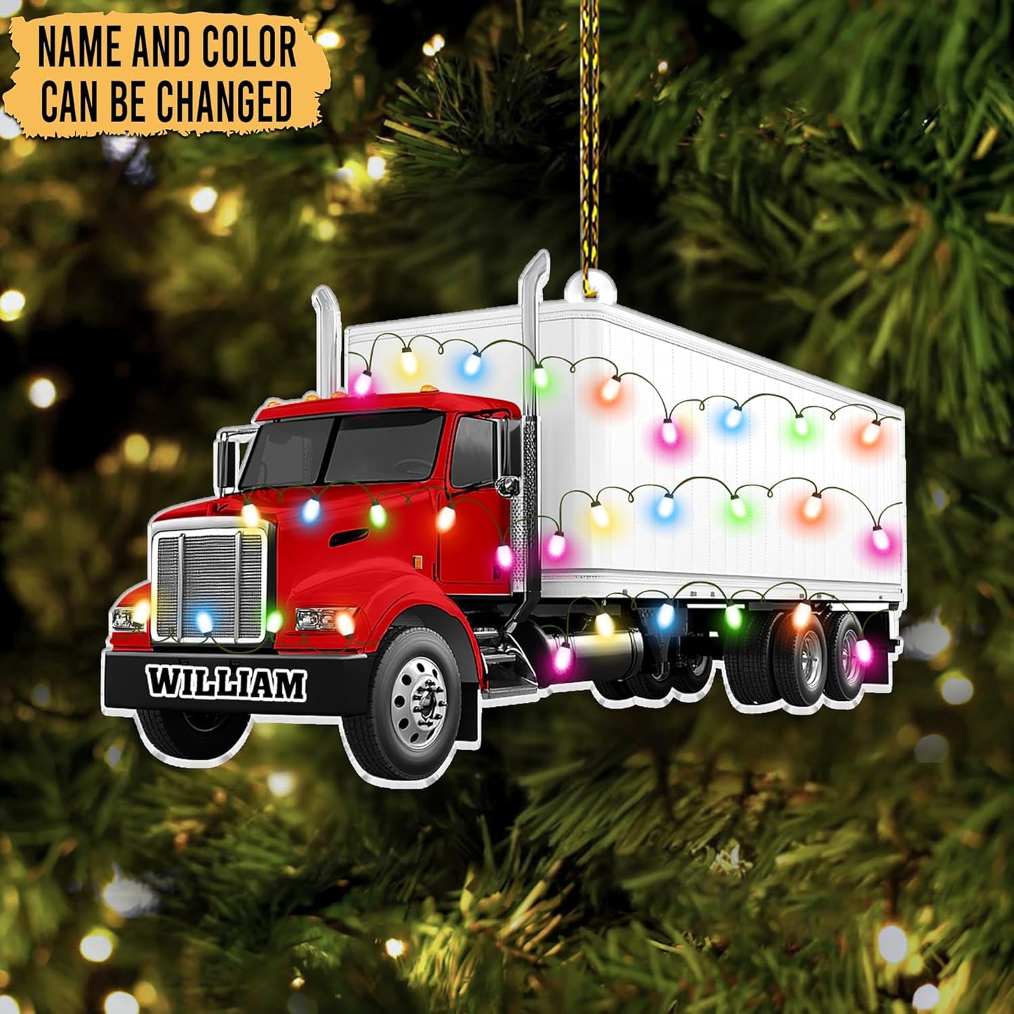 Truck Cut Acrylic Ornament – Personalized Christmas Gift for Driver, Trucker, or Dad