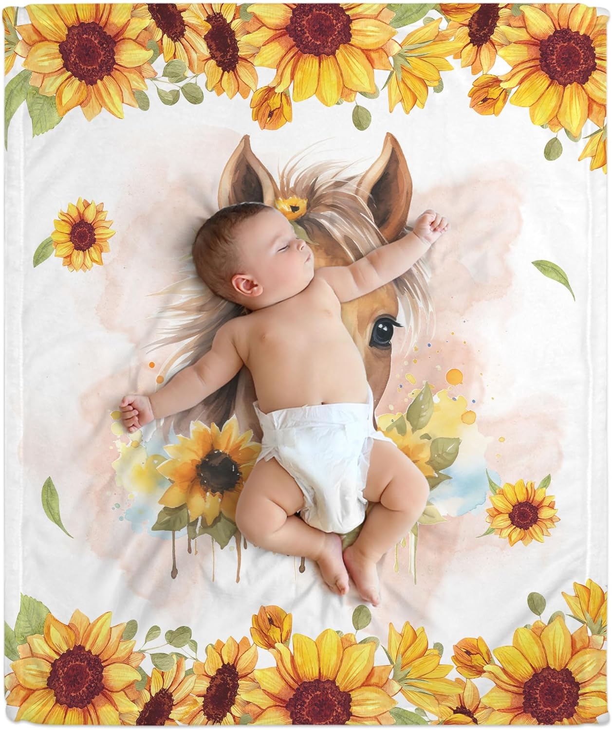 Horse Pattern Baby Blanket - Personalized Blanket