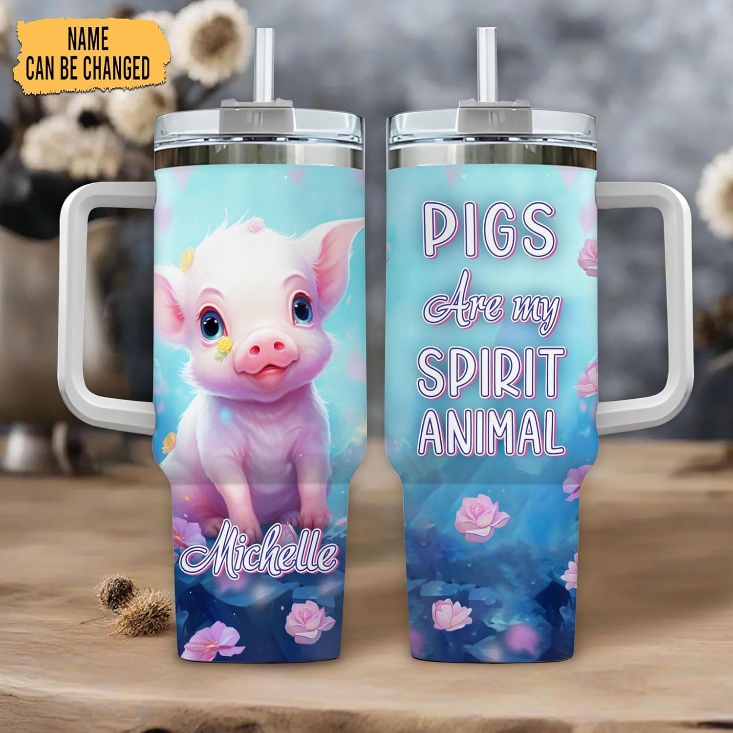 Pig Are My Spirit Animal  - Personalized Tumbler 40oz with Straw