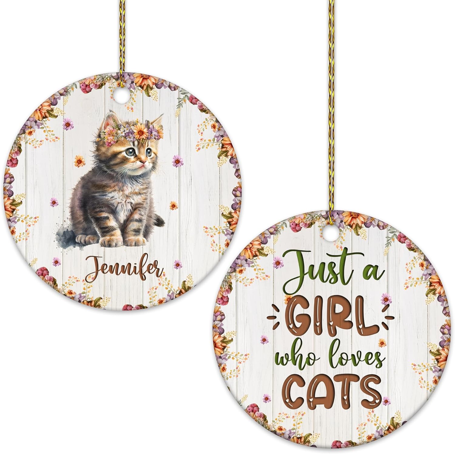 Cat Ceramic Ornament  Personalized Animal Lover Holiday Decoration  Unique Christmas Gift Keepsake for Cat Enthusiasts