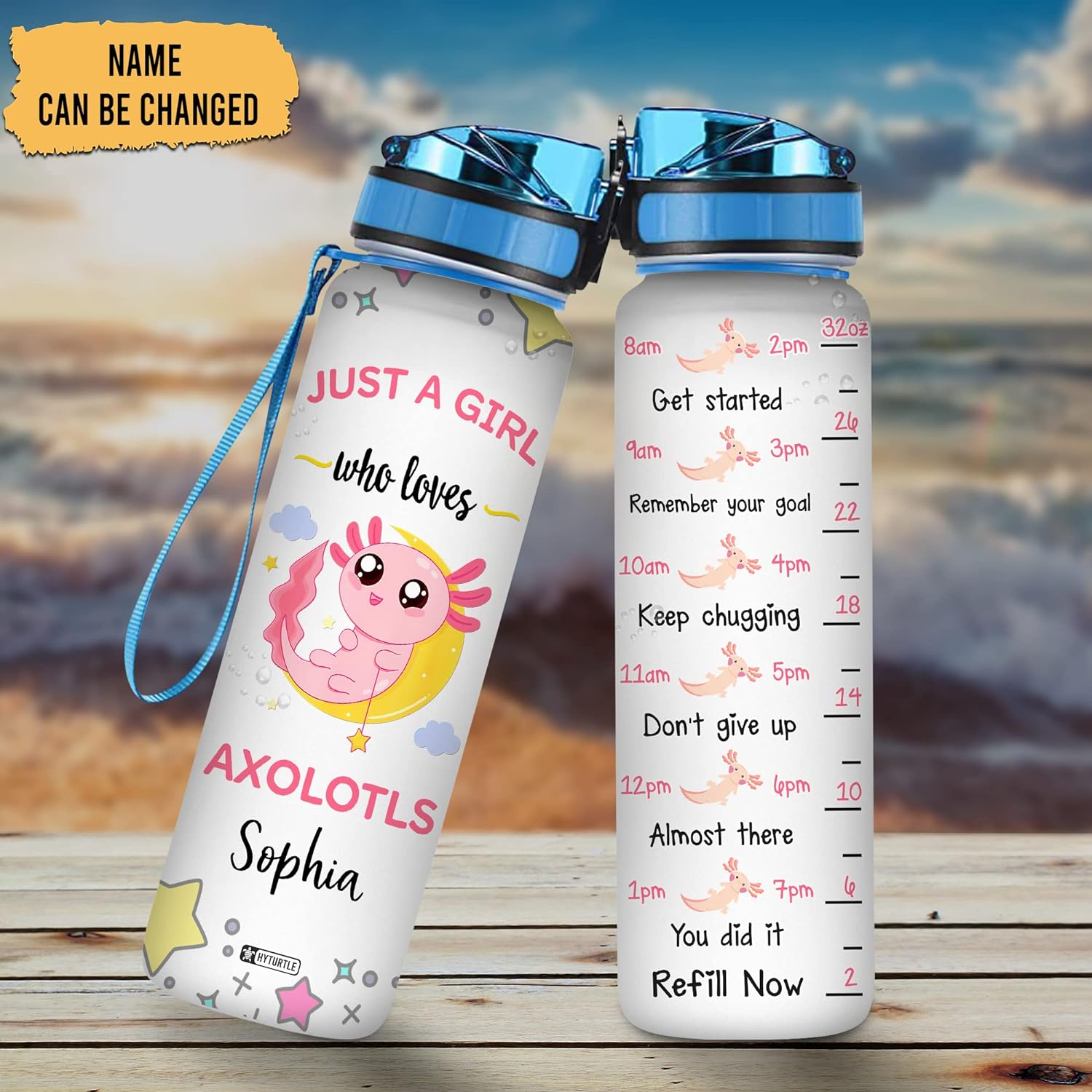 Just A Girl Who Loves Axolotls - Personalized Water Tracker Bottle 32oz