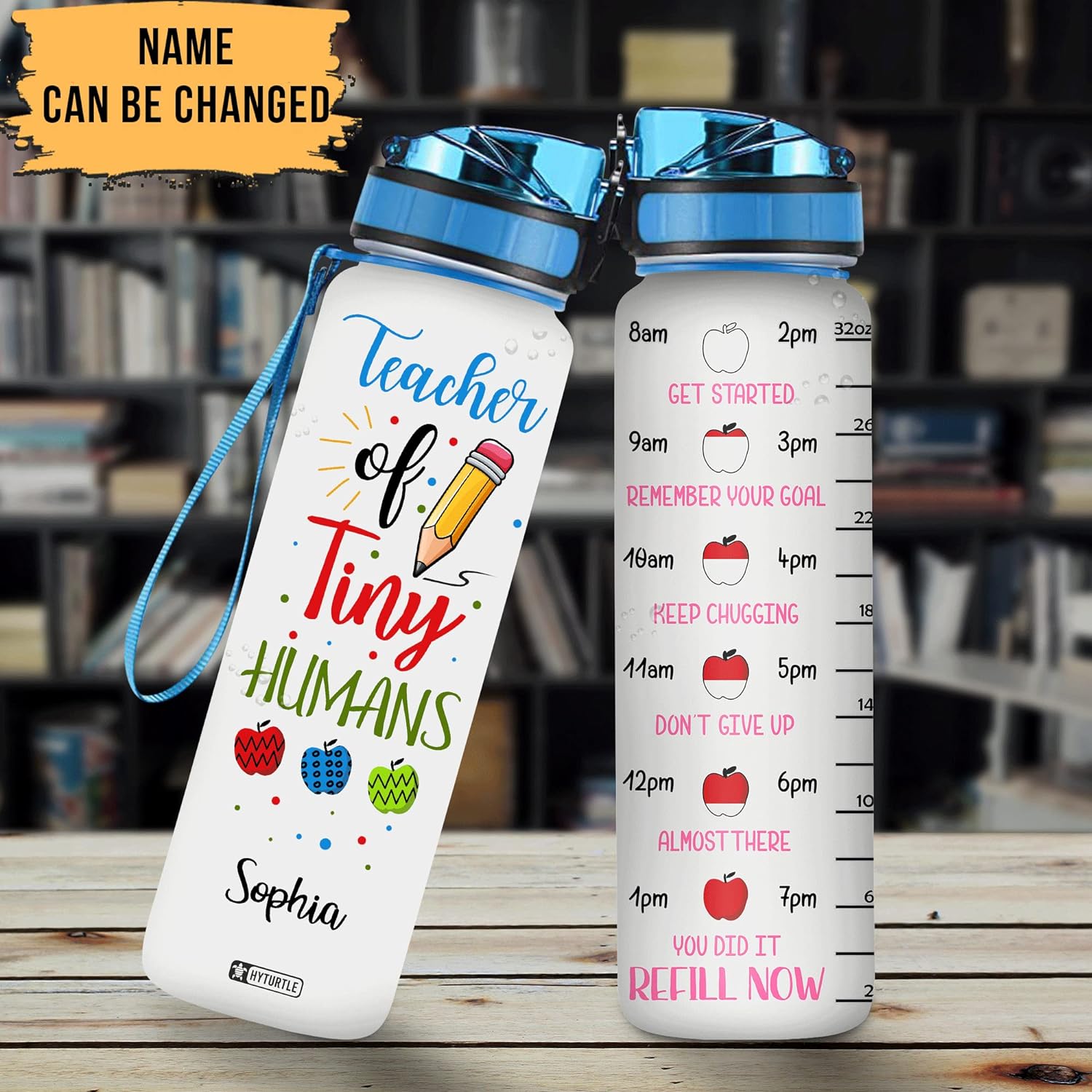 Teacher Of Tiny Humans - Personalized Water Tracker Bottle 32oz