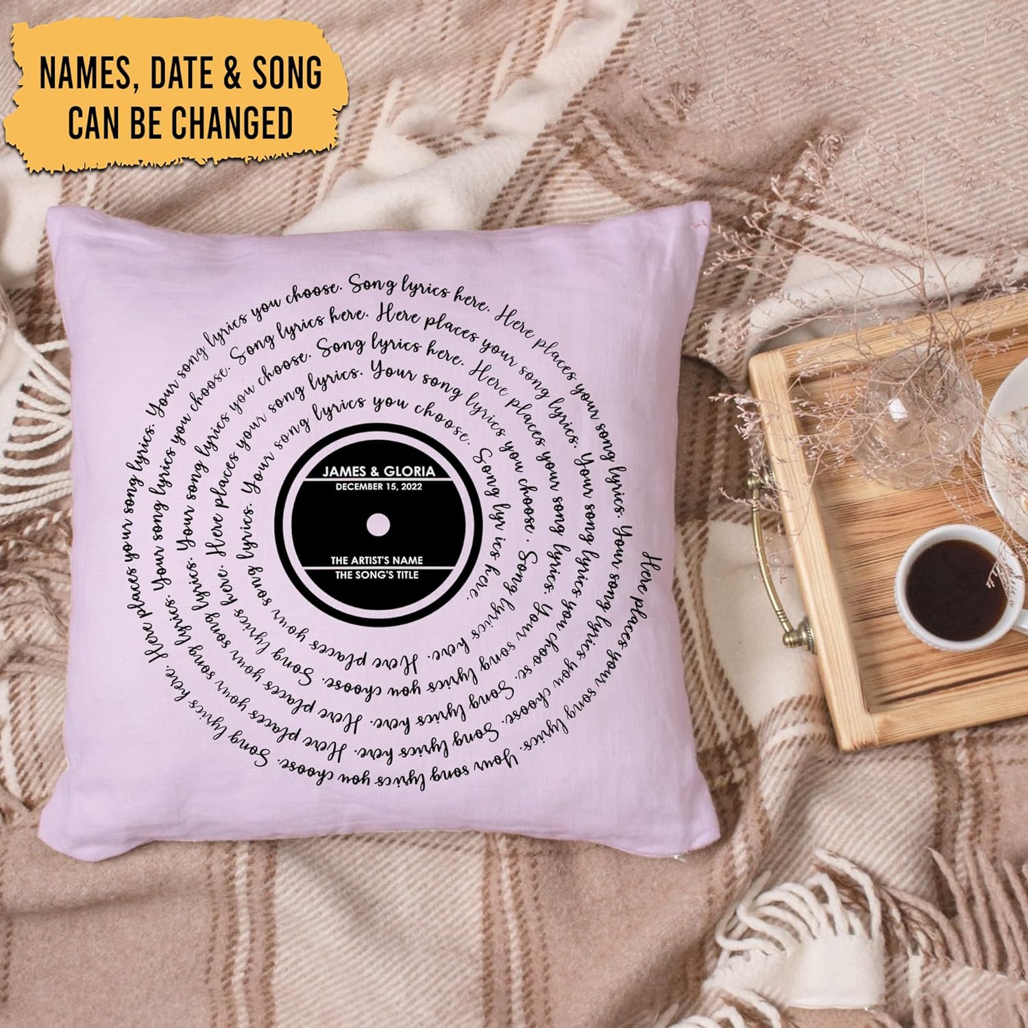 Valentine Song Lyrics - Personalized Pillow(Insert Included)