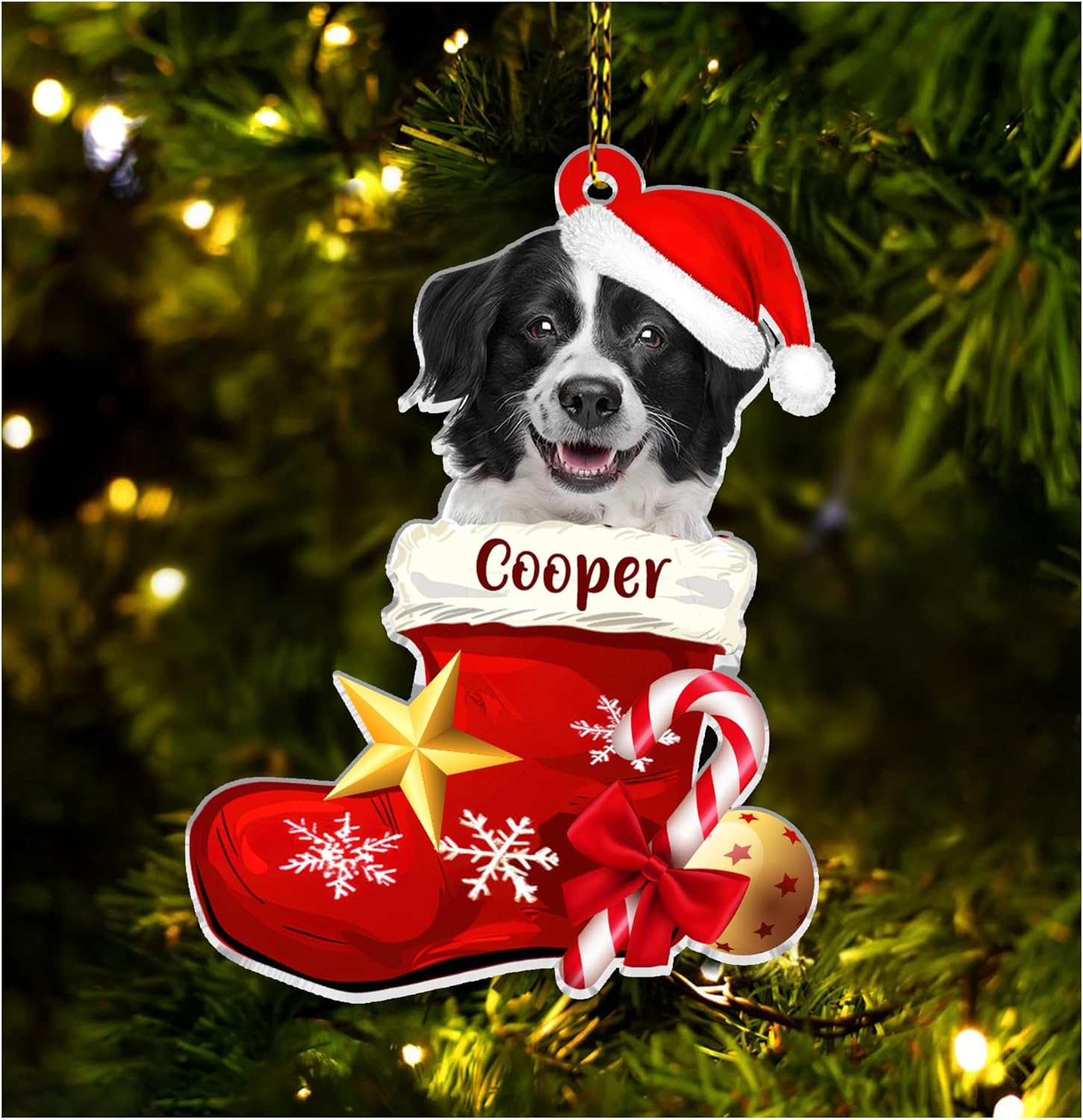 Dog Paw Print Cut Acrylic Ornament – Personalized Christmas Gift for Pet Lovers or Dog Moms – Custom Keepsake Tree Decoration