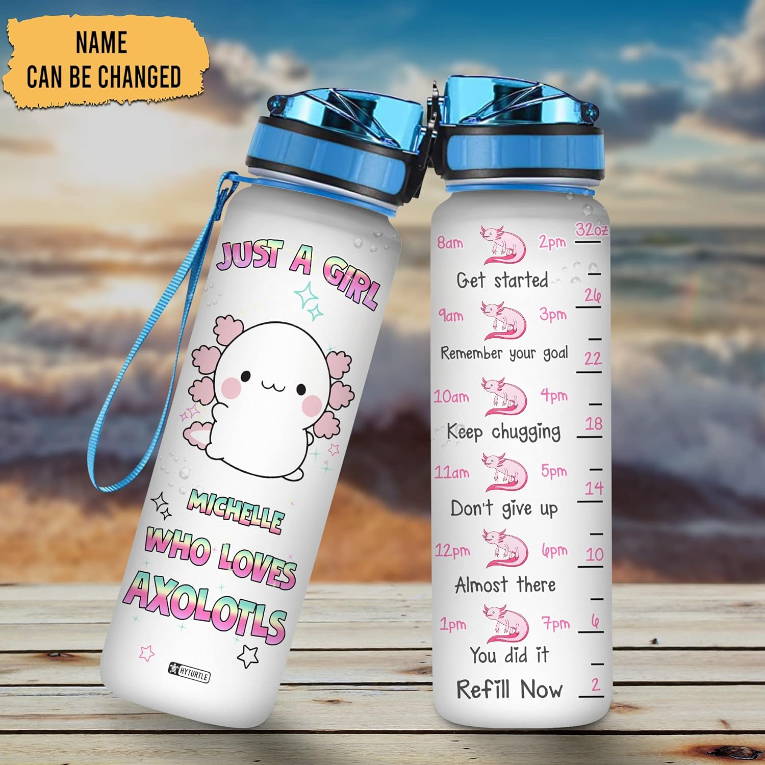 Just A Girl Who Loves Axolotls - Personalized Water Tracker Bottle 32oz