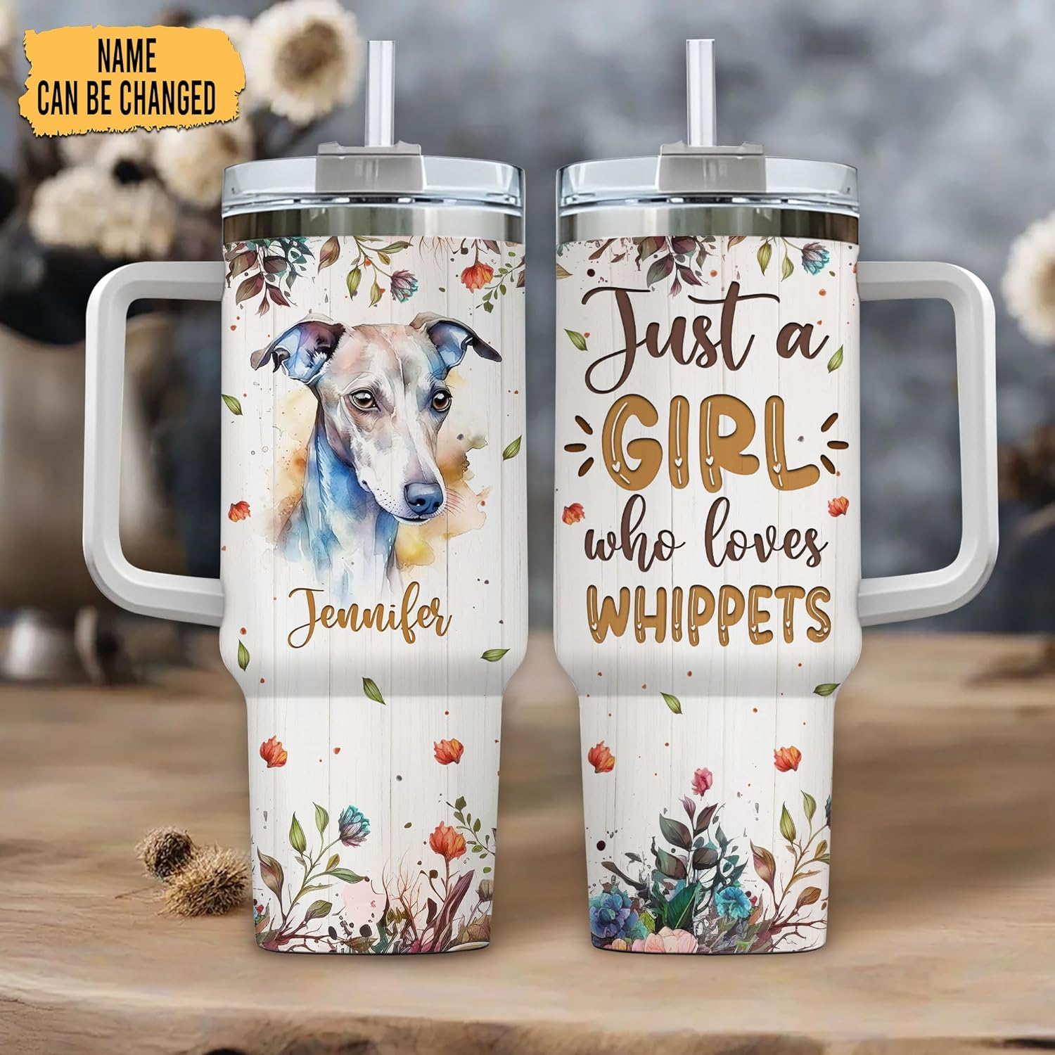 Just a Girl Who Loves Whippet - Personalized Tumbler 40oz with Straw