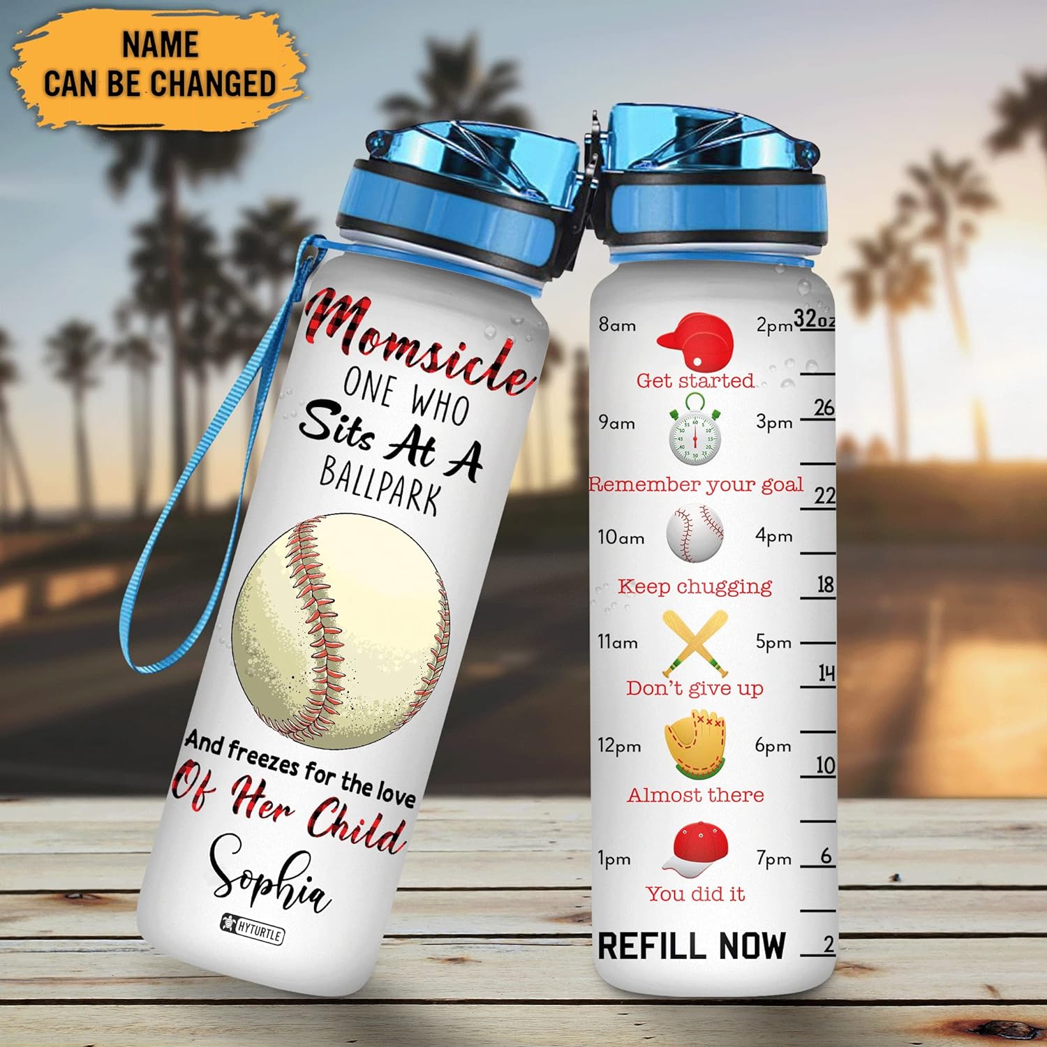 Momsicle One Who Sits At A Ballpark - Personalized Water Tracker Bottle 32oz