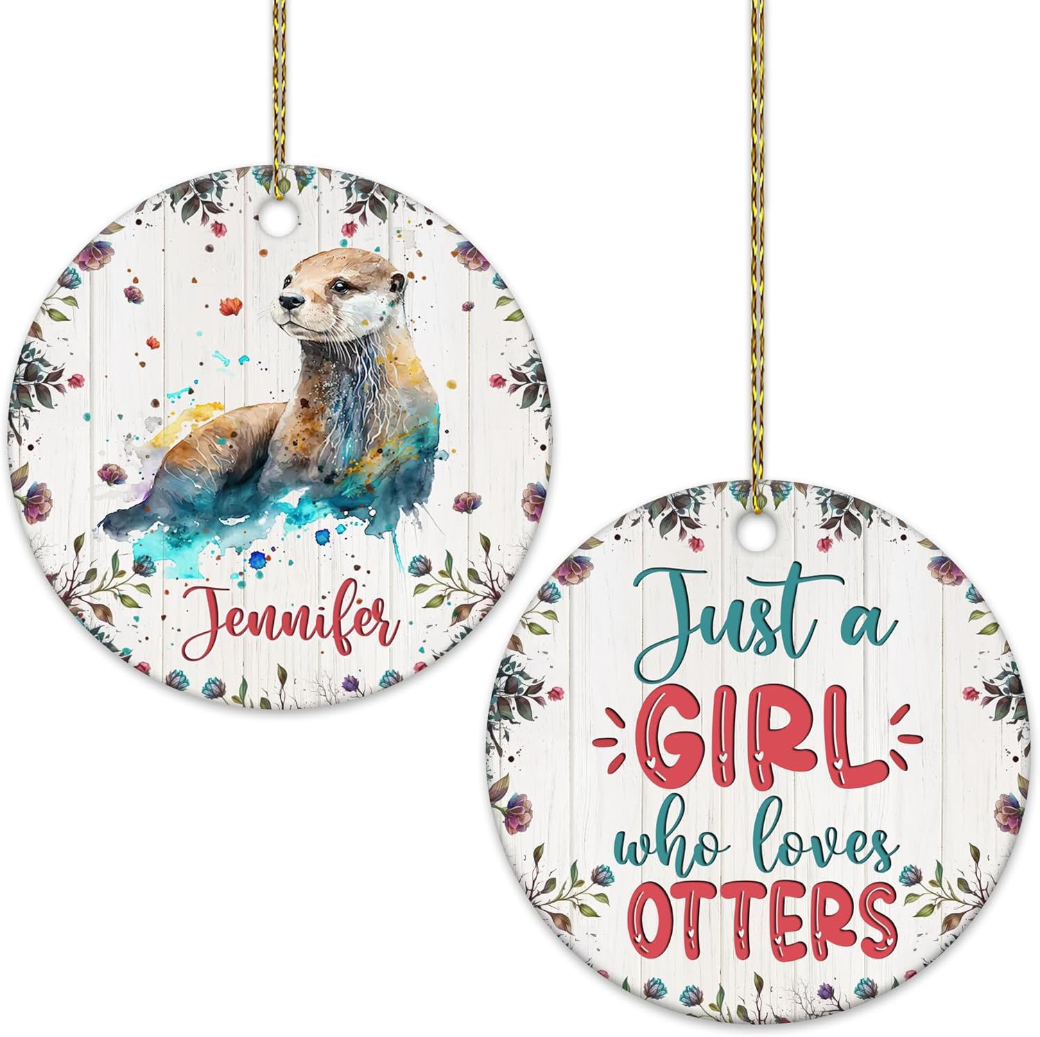 Otter Ceramic Ornament  Personalized Cute Animal Lover Holiday Tree Decoration  Unique Christmas Gift Keepsake for Women