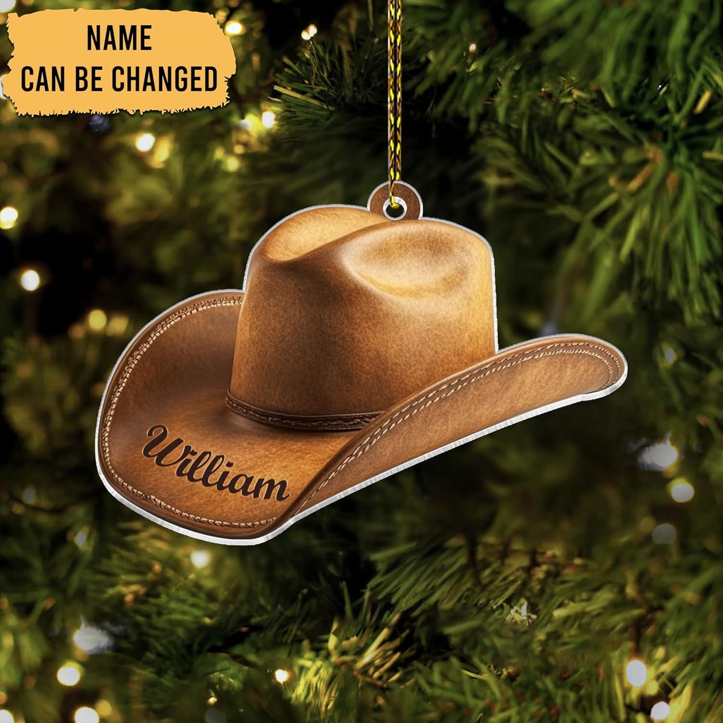 Cowboy Hat Cut Acrylic Ornament – Personalized Western Christmas Gift for Cowboy, Cowgirl, or Country Fan