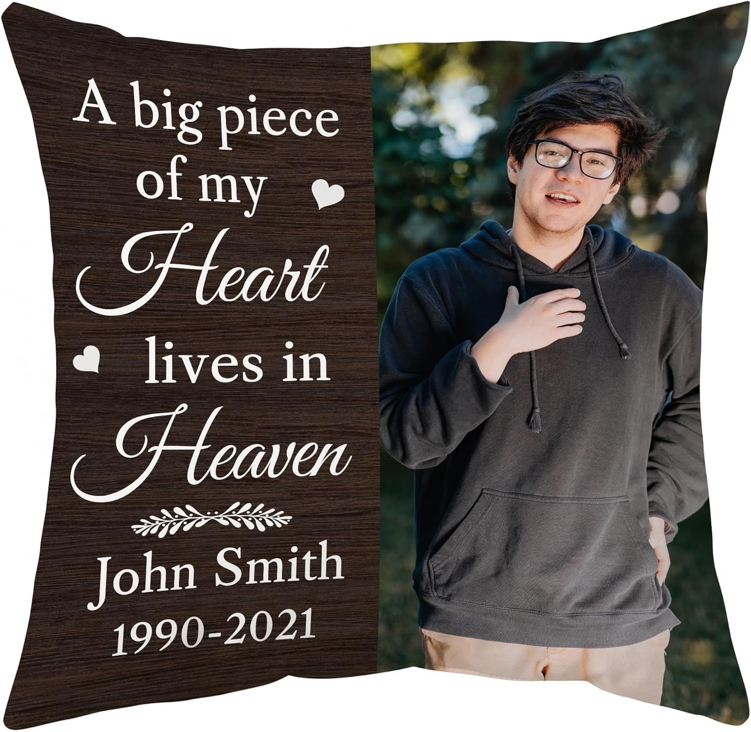 A Big Piece Of My Heart Lives In Heaven - Personalized Photo Pillow