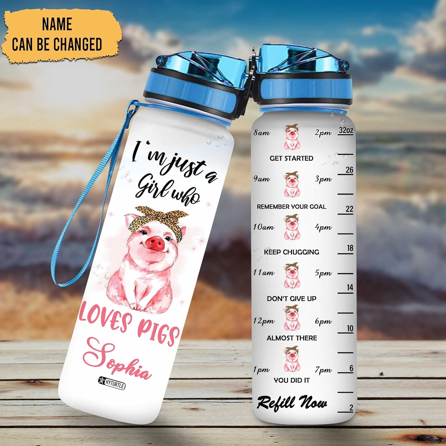 I'm Just A Girl Who Loves Pigs - Personalized Water Tracker Bottle 32oz