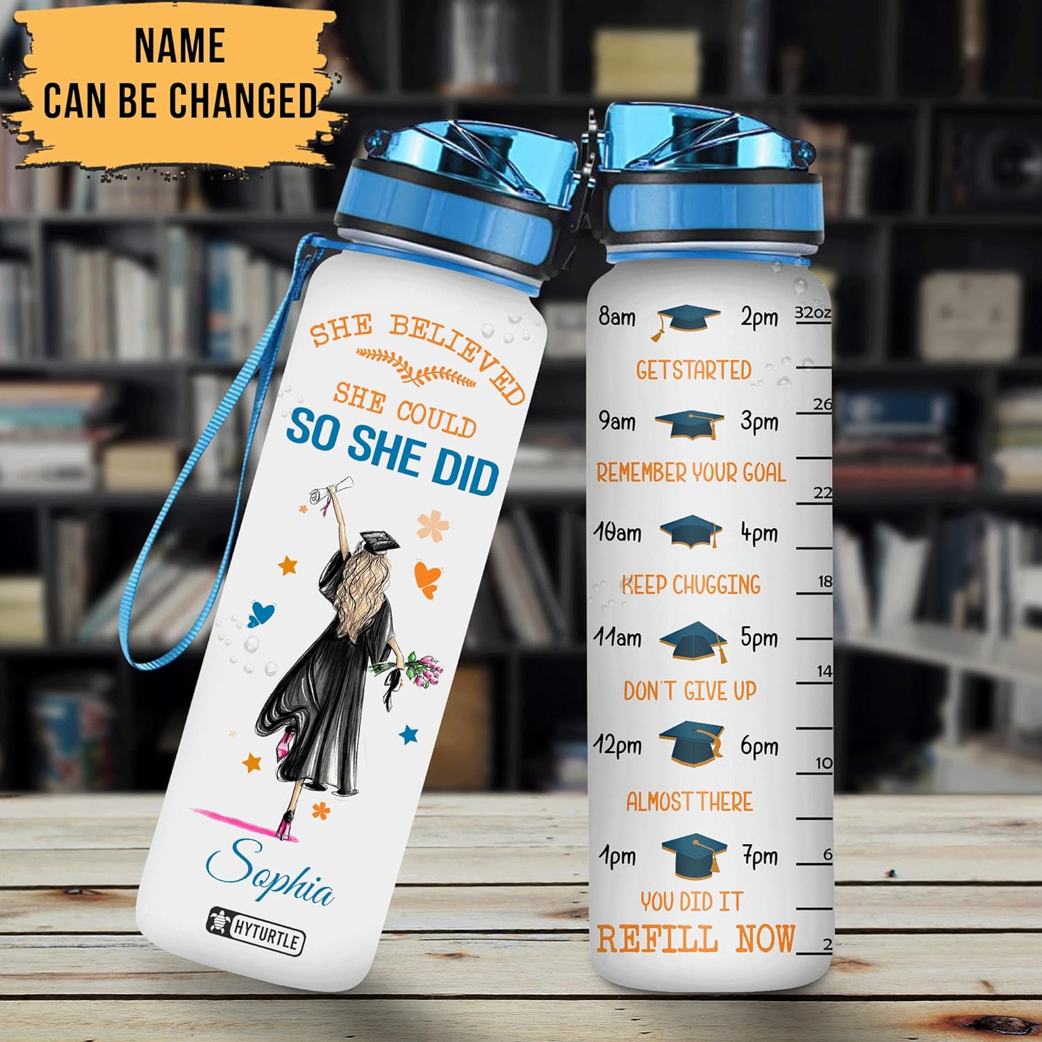 She Believed She Could So She Did - Personalized Water Tracker Bottle 32oz