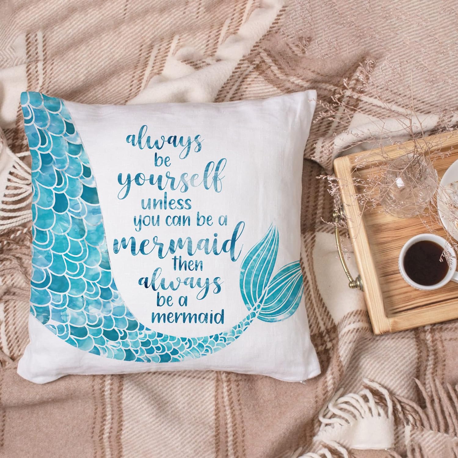 Mermaid Tails Pattern - Personalized Pillow (Insert Included)