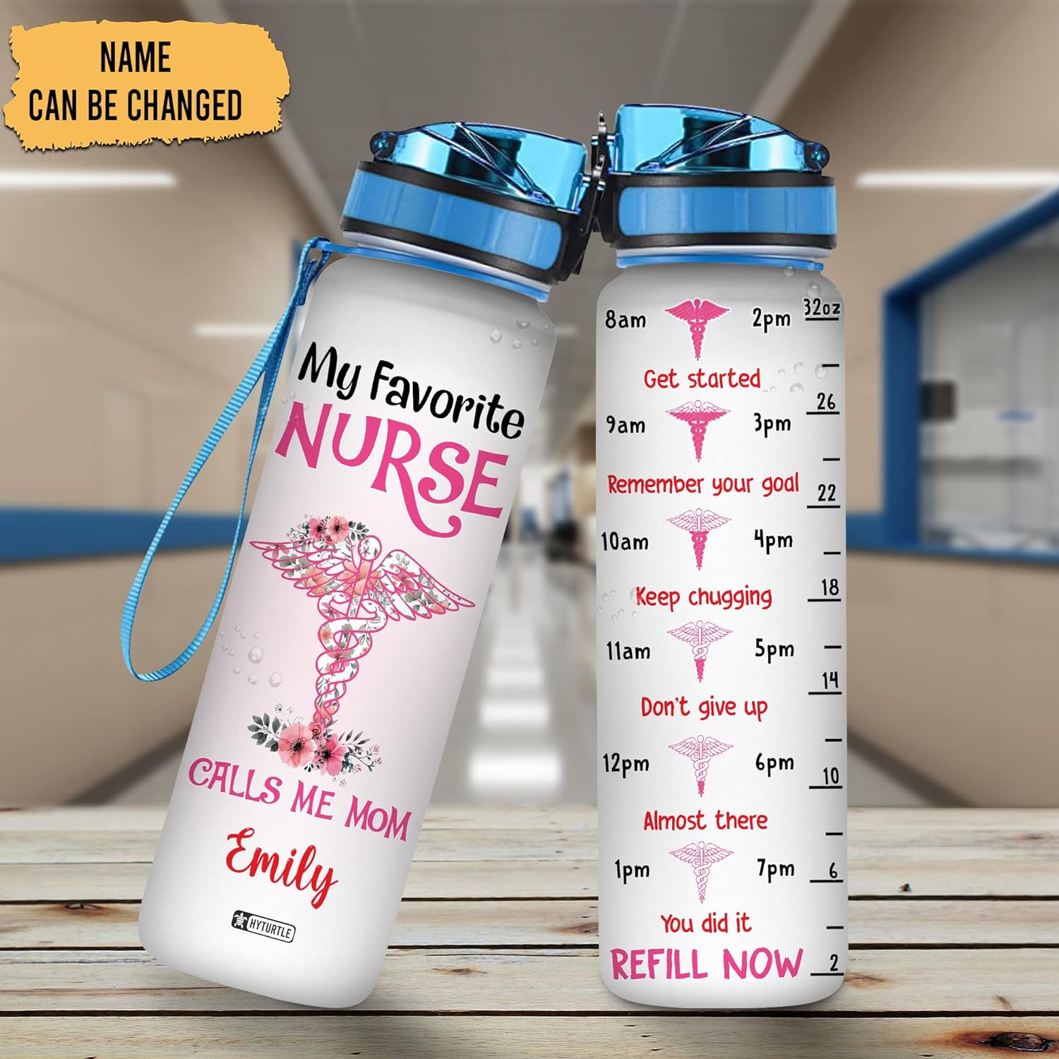 My Favorite Nurse Calls Me Mom - Personalized Water Tracker Bottle 32oz