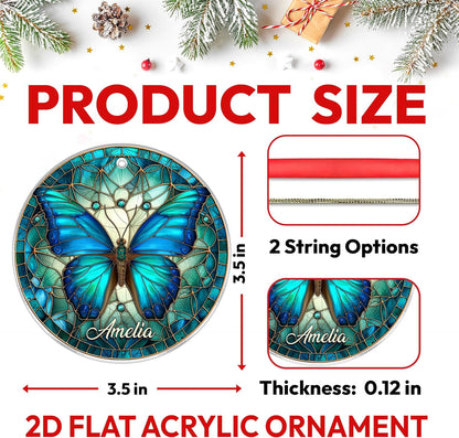 Blue Butterfly Cut Acrylic Ornament – Personalized Christmas Gift for Women, Nature Lover, or Home Décor Enthusiast