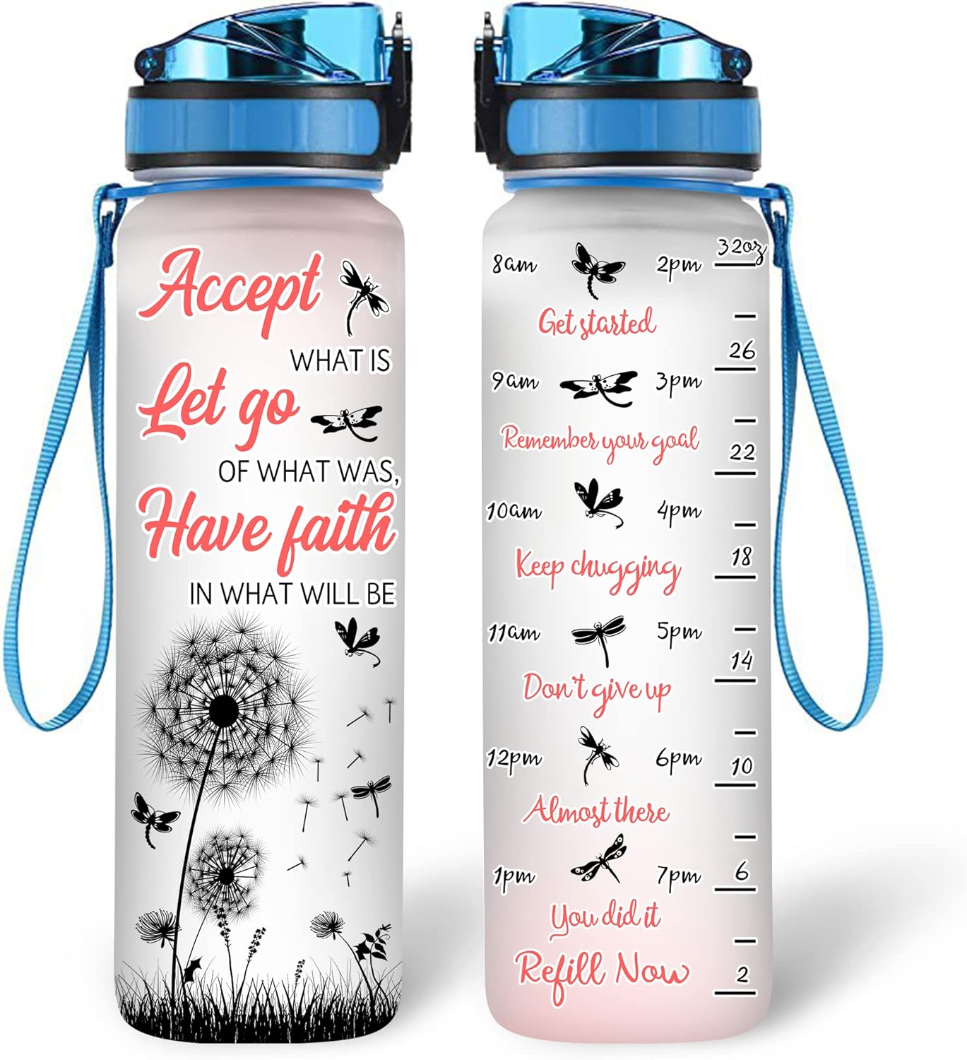 Dragonfly Dandelion - Water Tracker Bottle 32oz