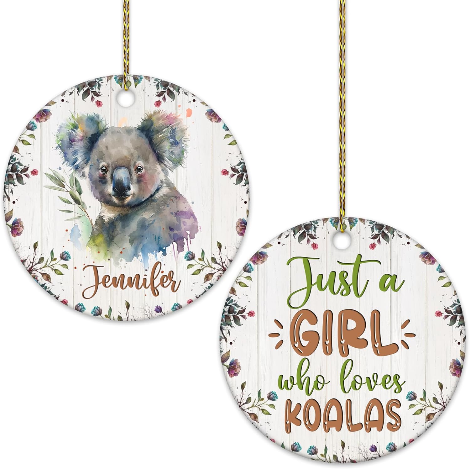 Koala Ceramic Ornament  Personalized Christmas Keepsake with Custom Name  Cute Gift for Animal Lovers