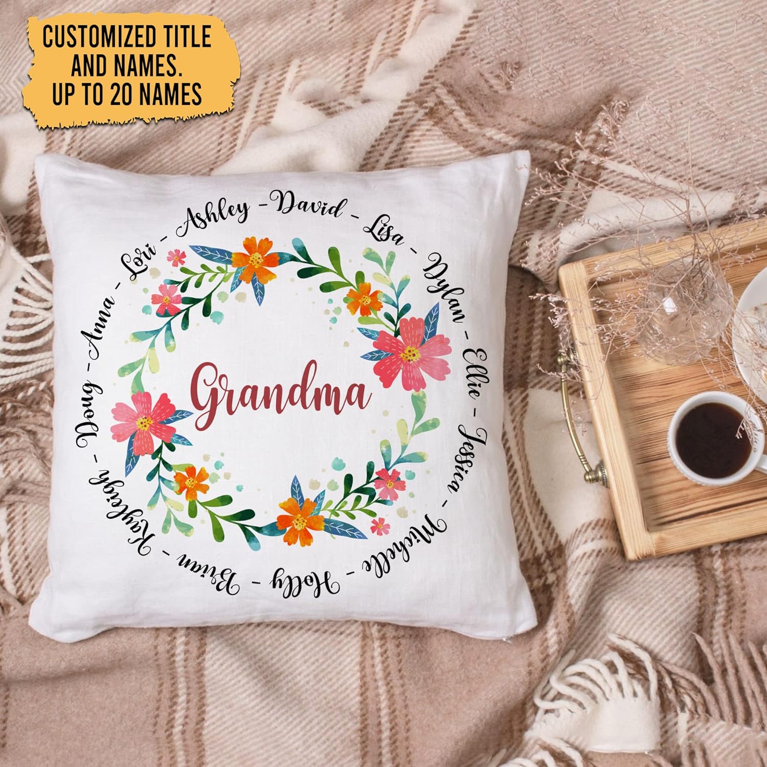 Grandma Floral Pattern - Personalized Pillow(Insert Included)