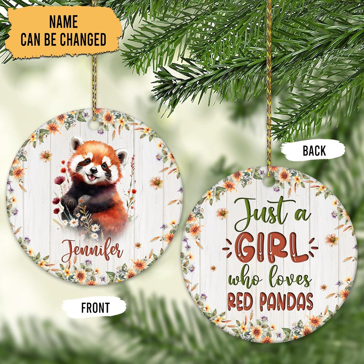 Red Panda Lover Ceramic Ornament  Just A Girl Who Loves Red Pandas Personalized Decoration  Cute Christmas Gift Keepsake