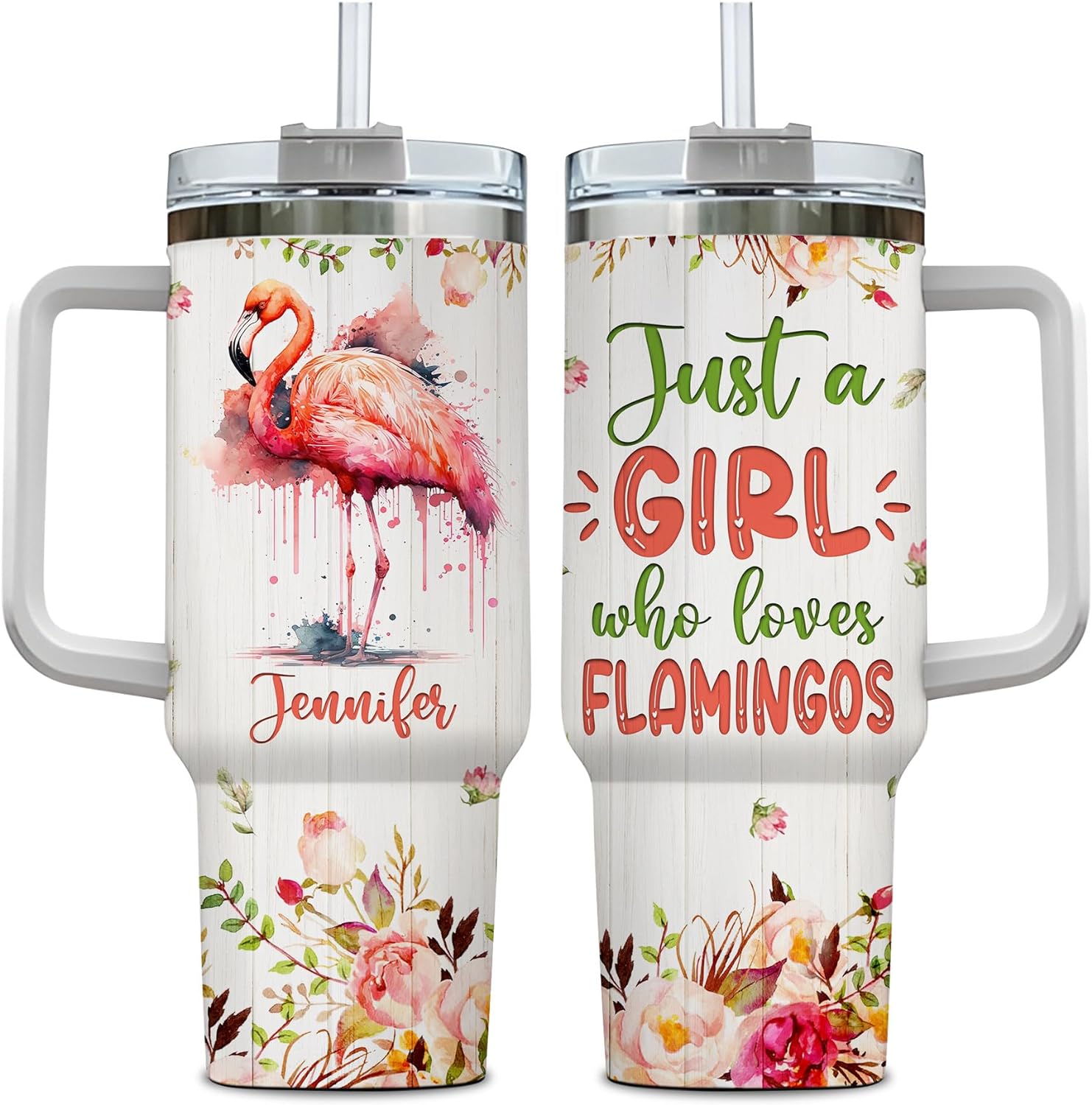 Just a Girl Who Loves Flamingo - Personalized Tumbler 40oz with Straw