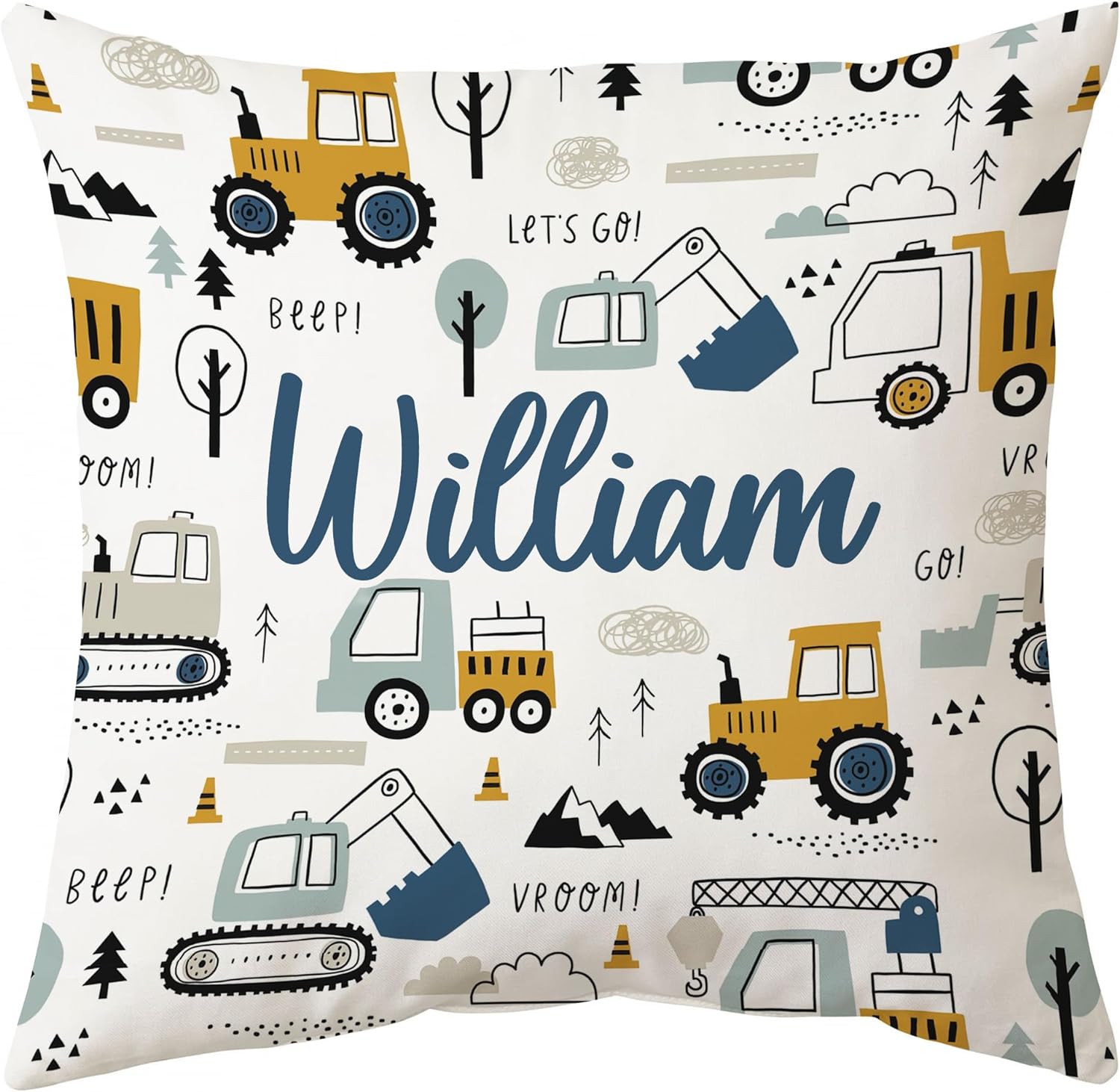 Vehicle Contruction Theme - Personalized Pillow (Insert Included)