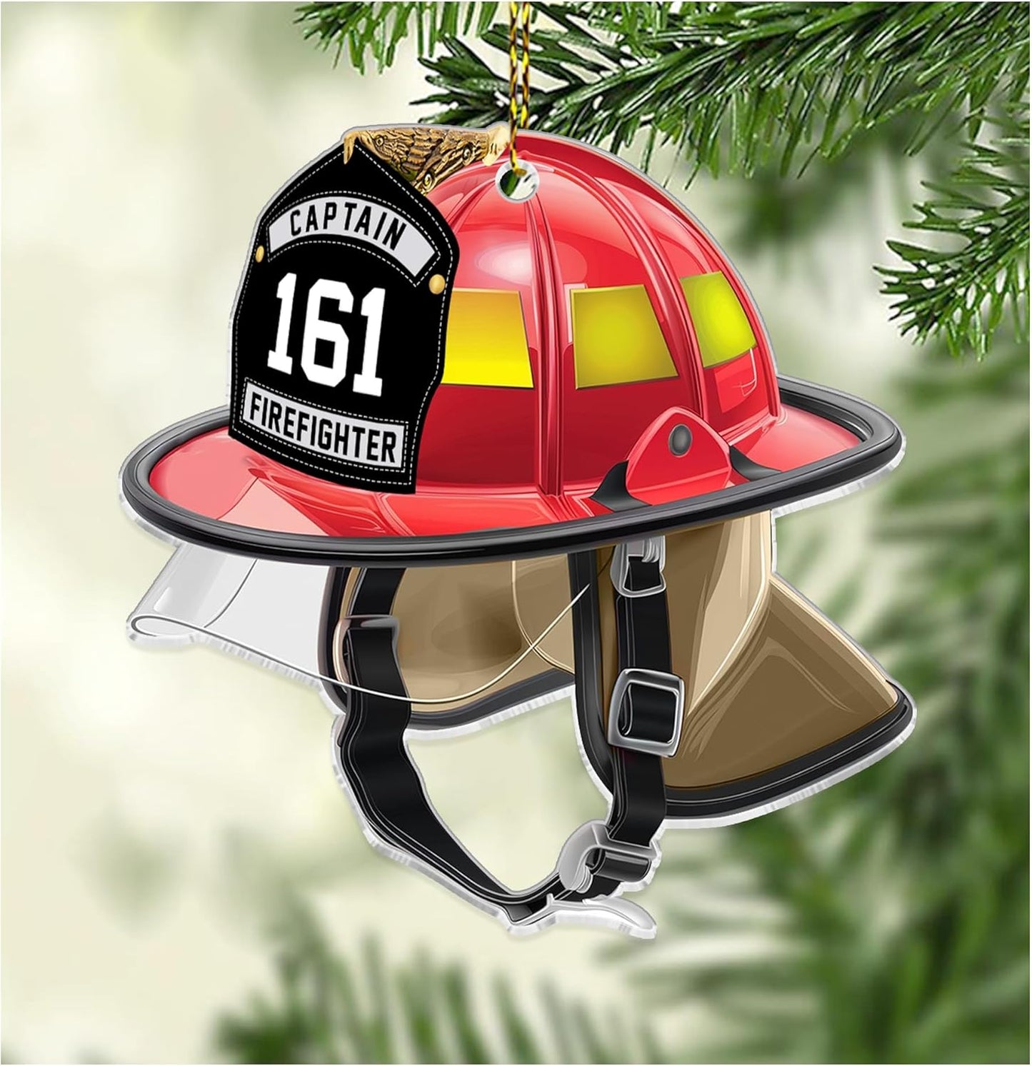 Firefighter Helmet Cut Acrylic Ornament – Personalized Christmas Gift for Fireman, Firefighter, EMT, or First Responder Hero
