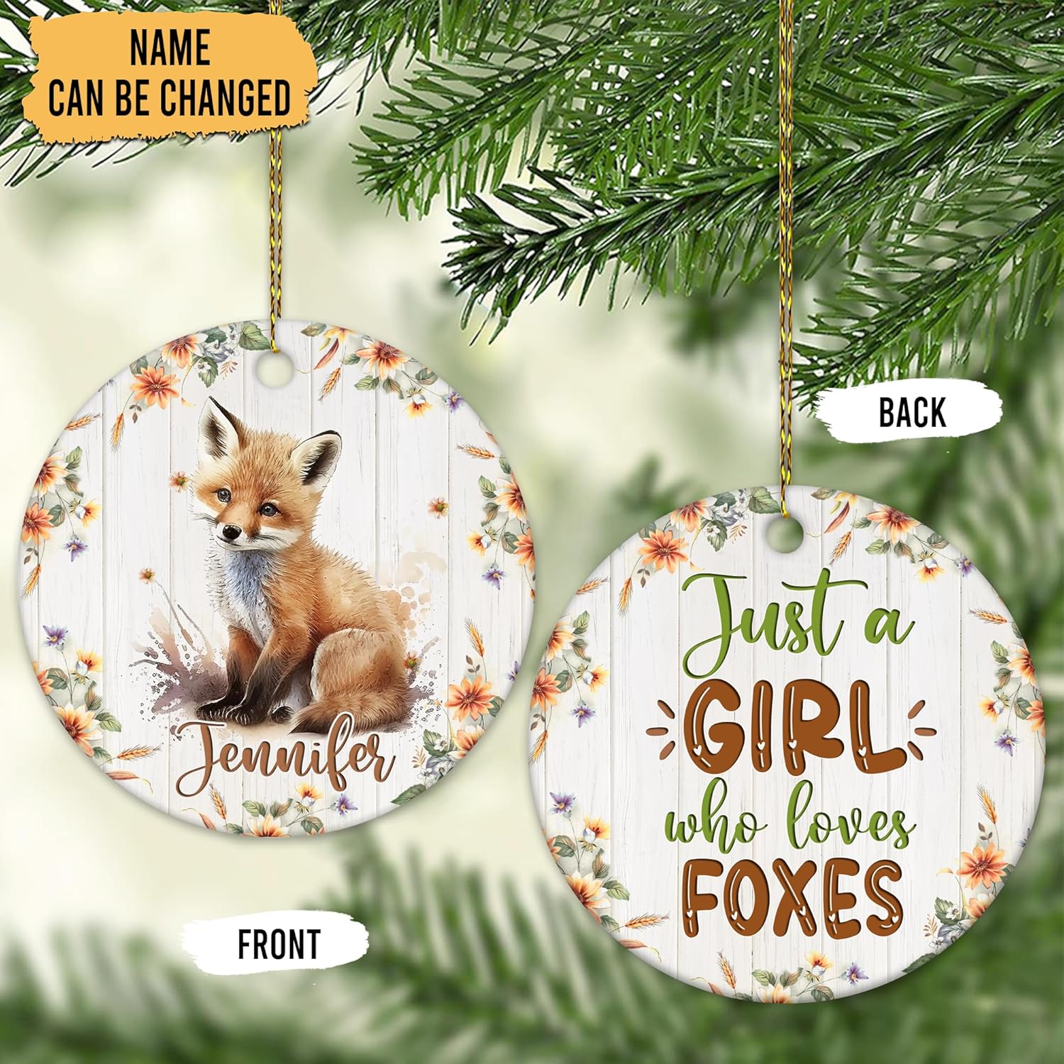 Just a Girl Who Loves Foxes Ceramic Ornament – Personalized Double-Sided Glossy Christmas Decoration – Keepsake Gift for Fox Lovers