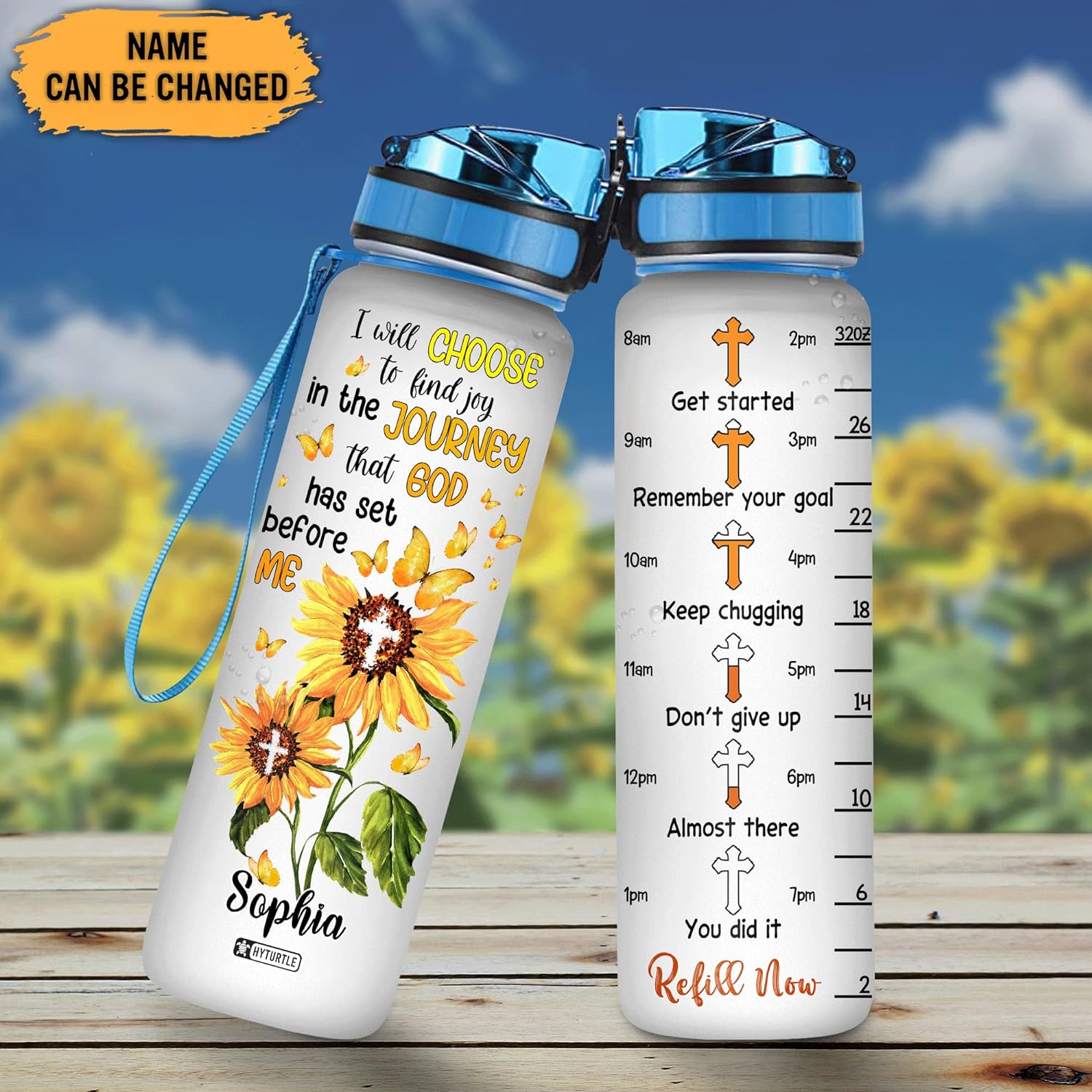 I Will Choose To Find Joy In The Journey - Personalized Water Tracker Bottle 32oz