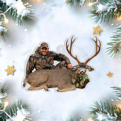 Deer Hunter Personalized Acrylic Ornament – Custom Photo Hunting Keepsake – Unique Christmas Gift for Outdoor Men and Nature Lovers