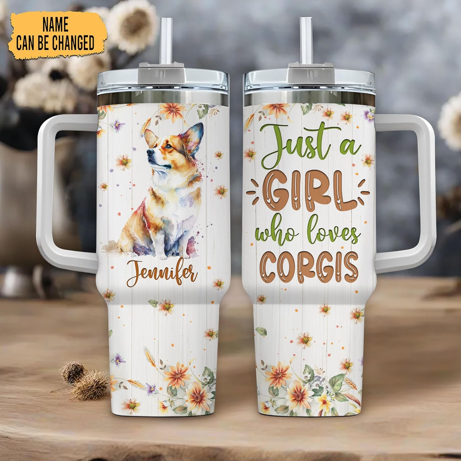 Just a Girl Who Loves Corgi  - Personalized Tumbler 40oz with Straw