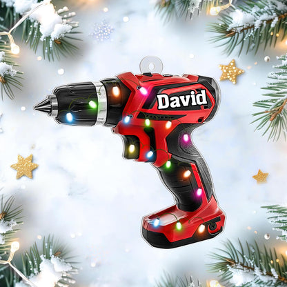 Hand Tool Power Cut Acrylic Ornament – Personalized Christmas Gift for Mechanic, Dad, or Worker – Unique Garage Decor Keepsake