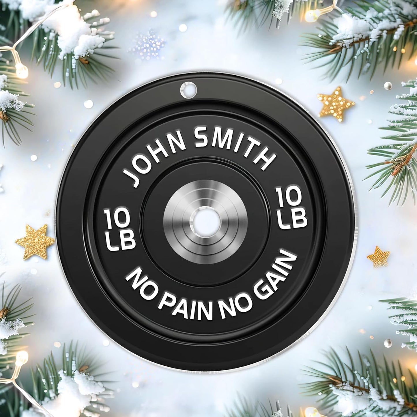 Weight Plate Cut Acrylic Ornament – Personalized Fitness Christmas Gift for Gym Lover, Trainer, or Athlete