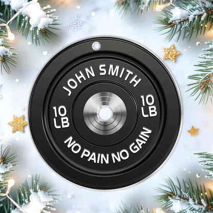 Weight Plate Cut Acrylic Ornament – Personalized Fitness Christmas Gift for Gym Lover, Trainer, or Athlete