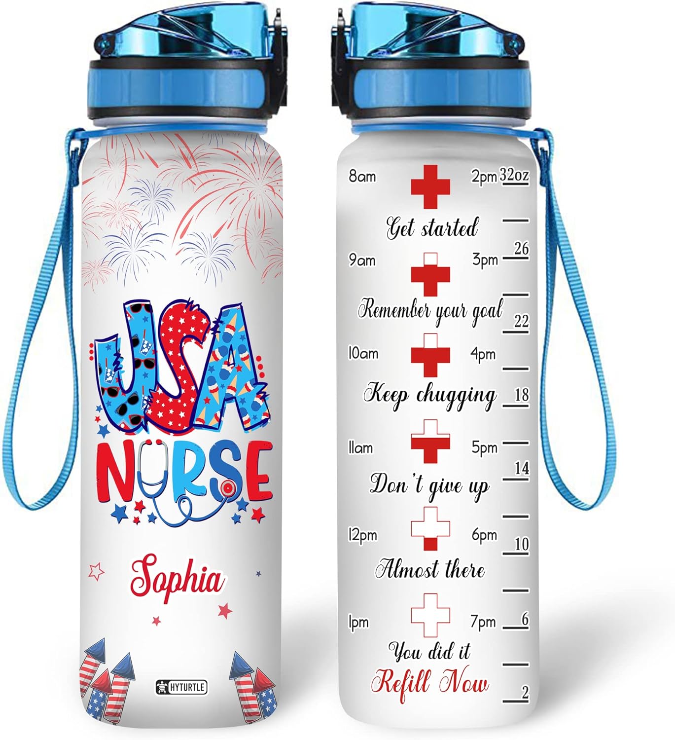 USA Nurse - Personalized Water Tracker Bottle 32oz