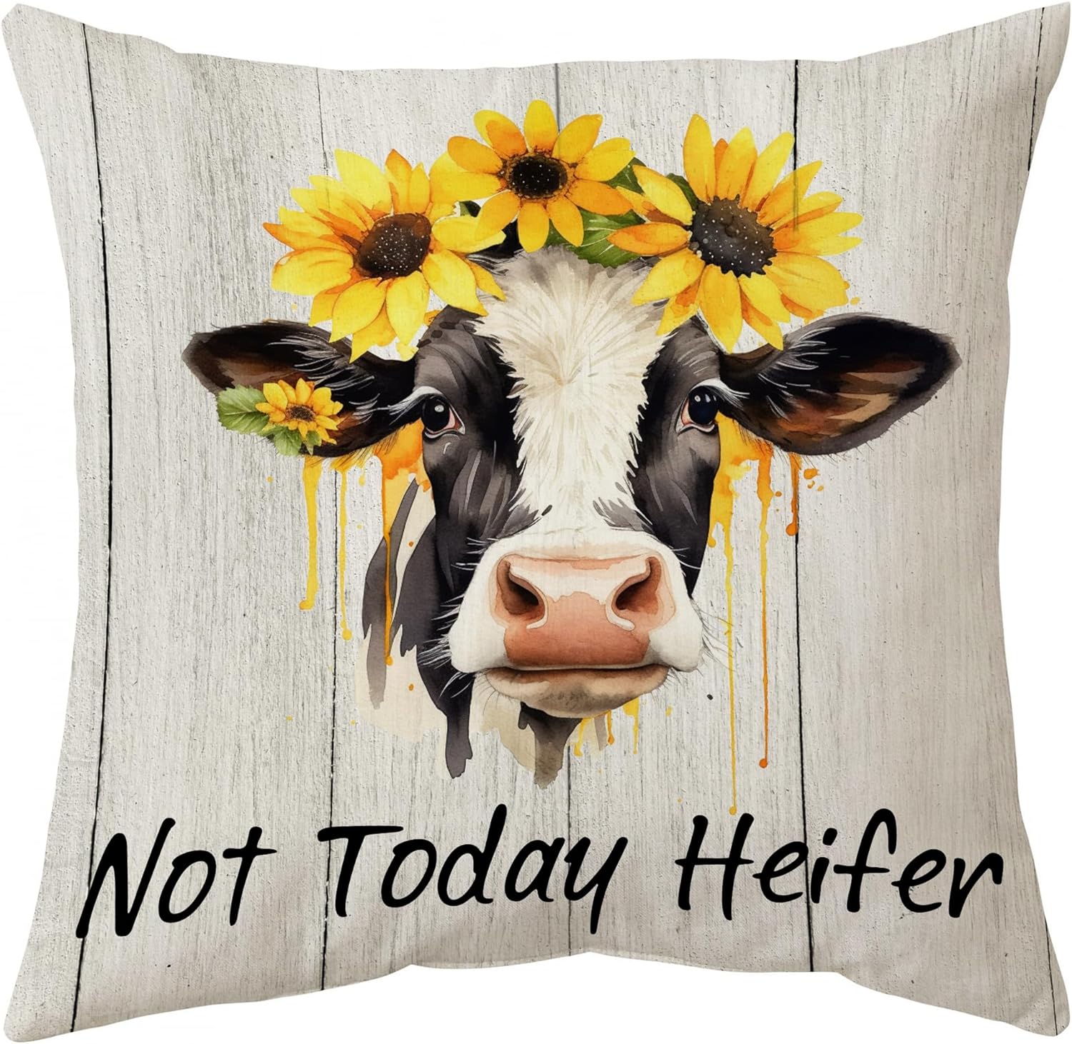 Cows Sunflower Pattern - Pillow (Insert Included)