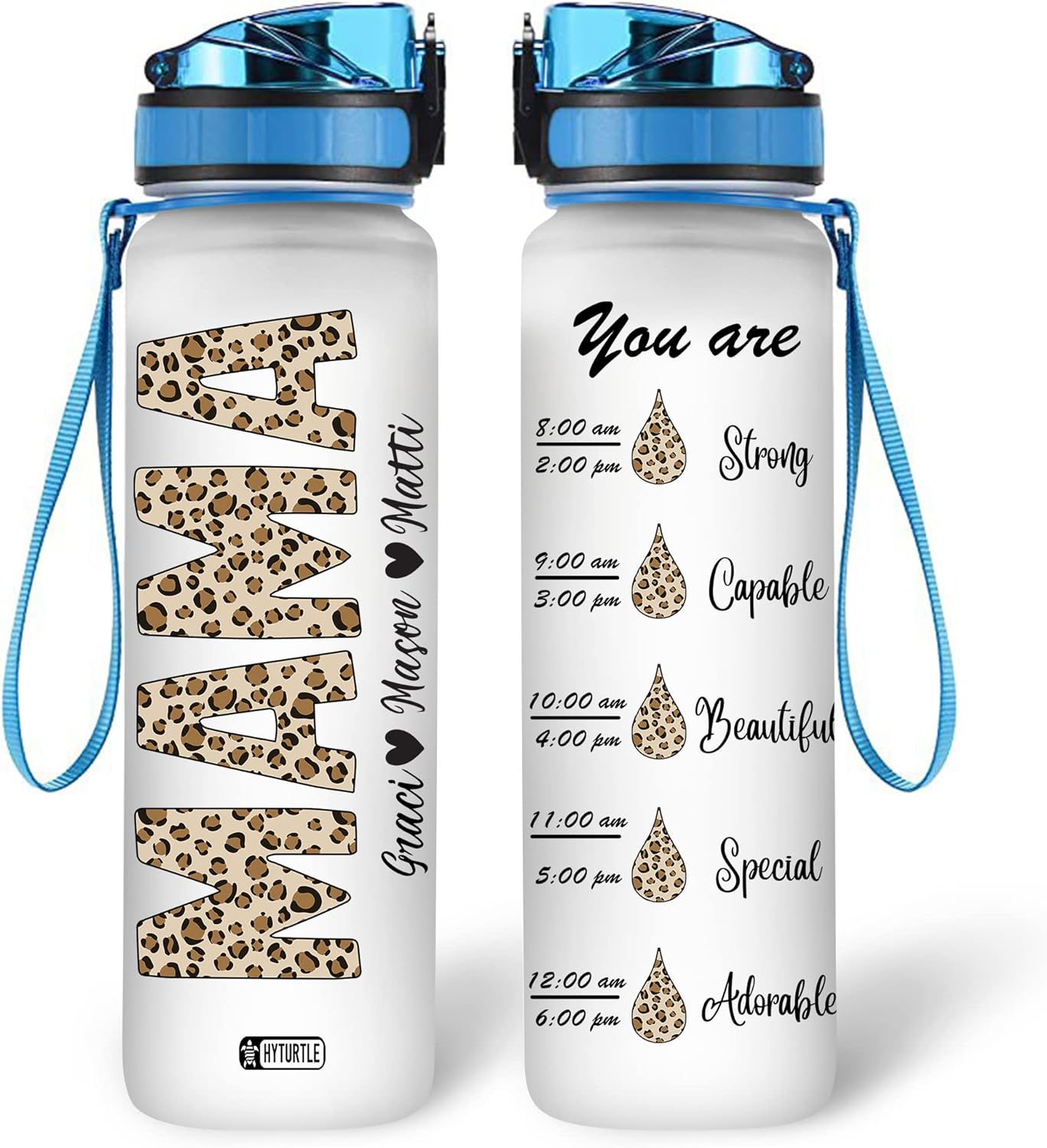 You Are Strong Capable - Personalized Water Tracker Bottle 32oz