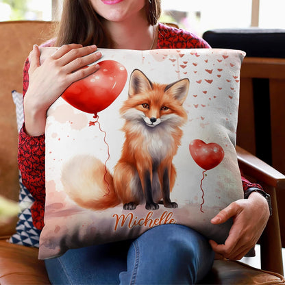 Fox Valentine Pattern - Personalized Pillow (Insert Included)