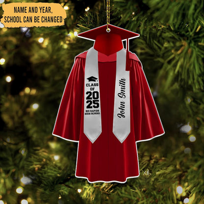 Graduation Gown Cut Acrylic Ornament – Personalized Christmas Gift for Graduate, Student, or Teacher