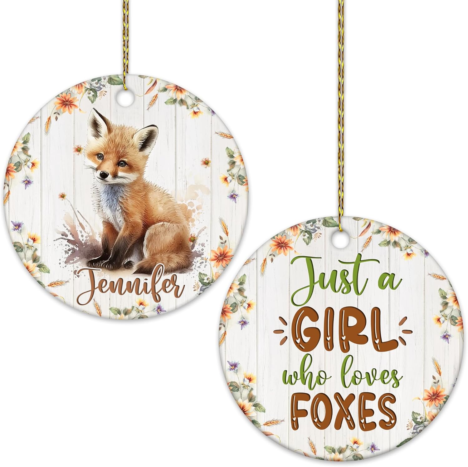 Just a Girl Who Loves Foxes Ceramic Ornament – Personalized Double-Sided Glossy Christmas Decoration – Keepsake Gift for Fox Lovers