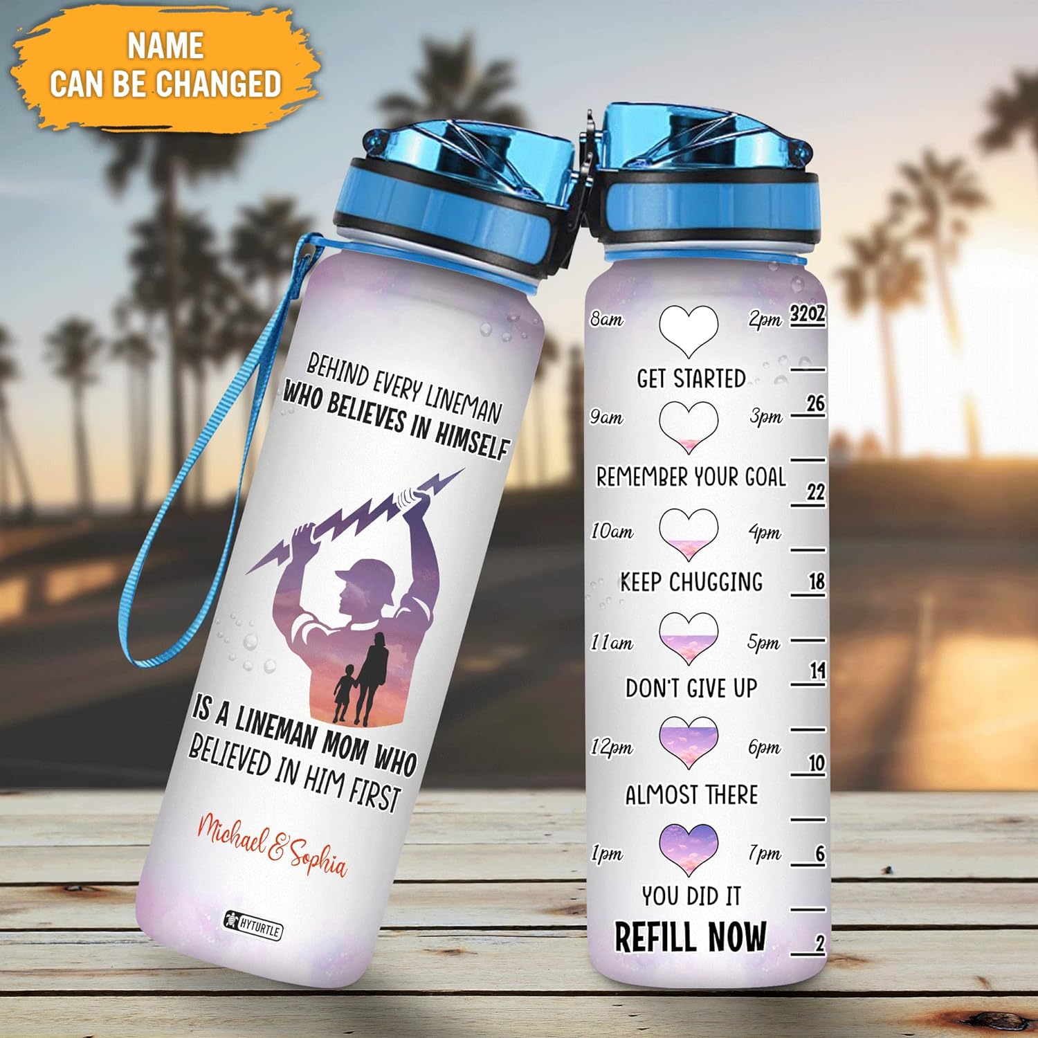 Lineman Who Believes In Himself - Personalized Water Tracker Bottle 32oz