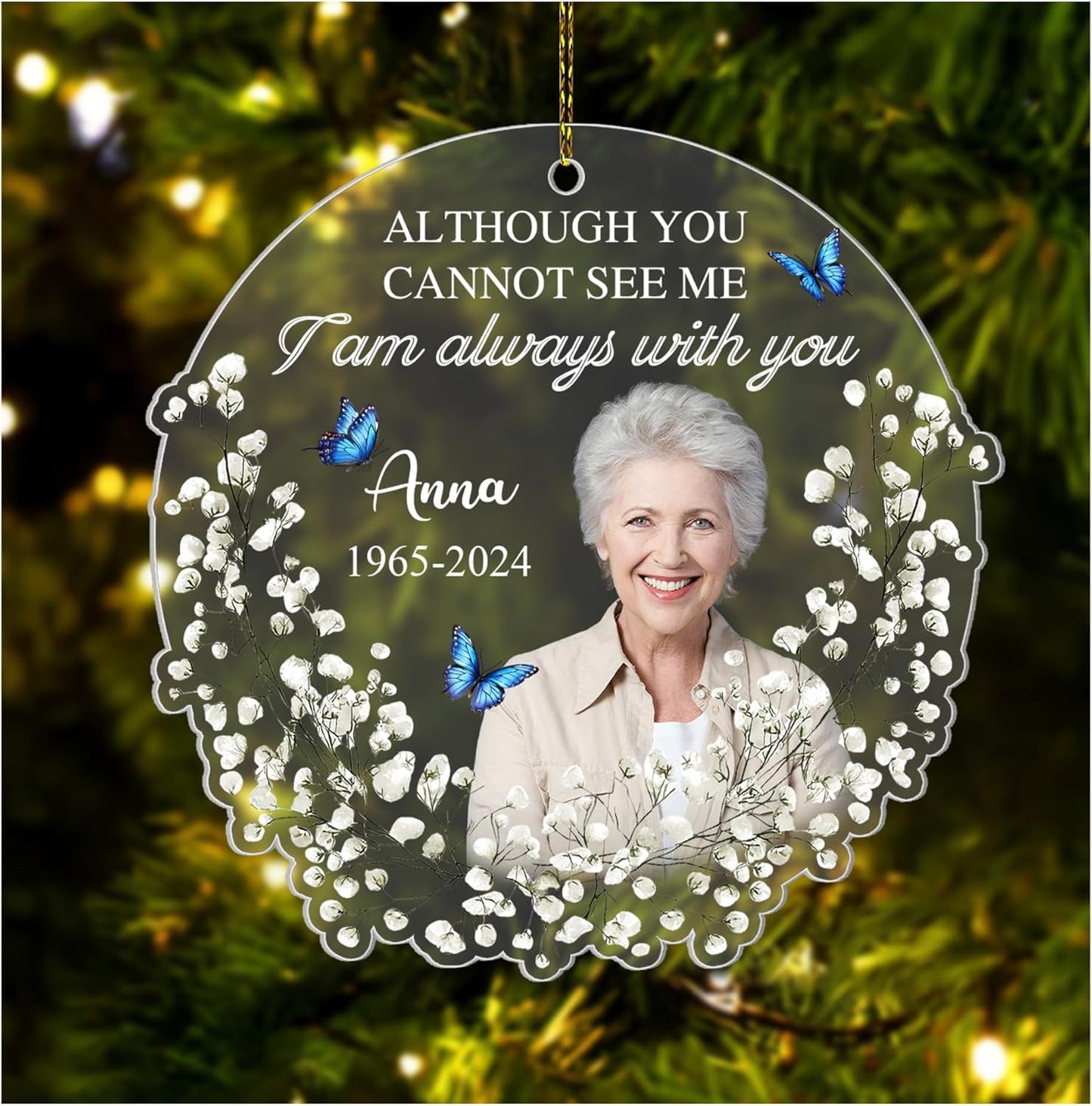 Butterfly Memorial Cut Acrylic Ornament – Personalized Sympathy Gift for Loss of Loved One