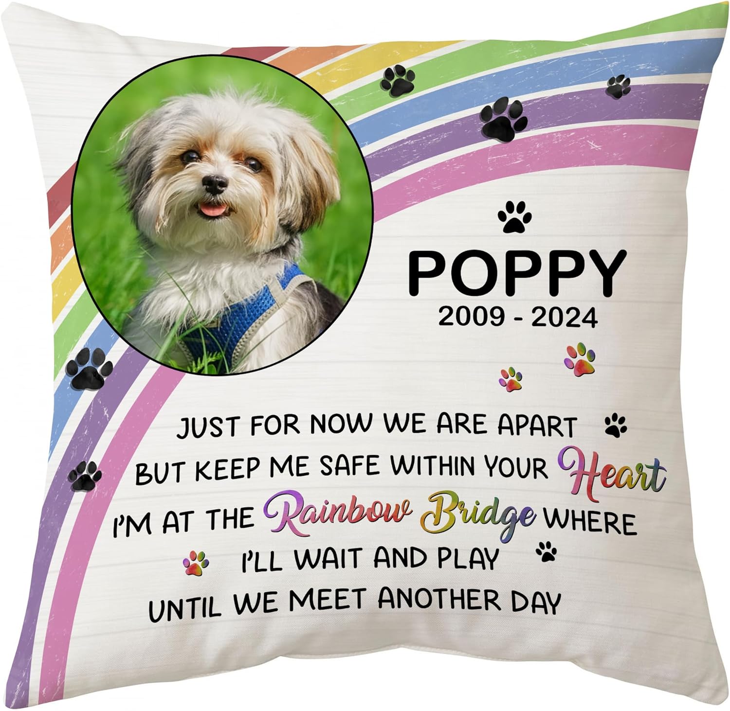 Dog Memorial Pattern - Personalized Photo Pillow