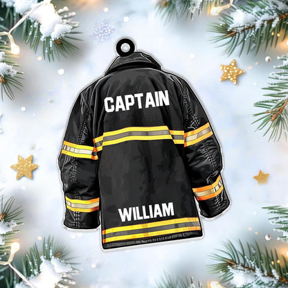 Firefighter Jacket Cut Acrylic Ornament – Personalized Christmas Gift for Fireman, EMT, or Fire Department Hero