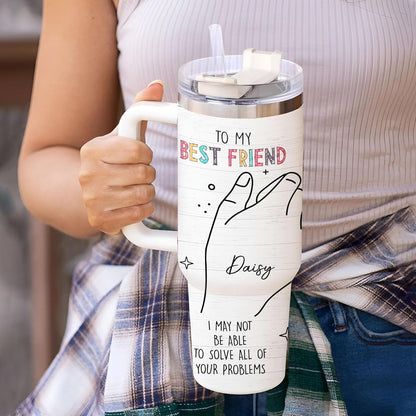 Best Friend Promise Tumbler 40oz with Handle & Straw – Personalized Stainless Steel Insulated Cup with Lid – Unique Friendship Gift